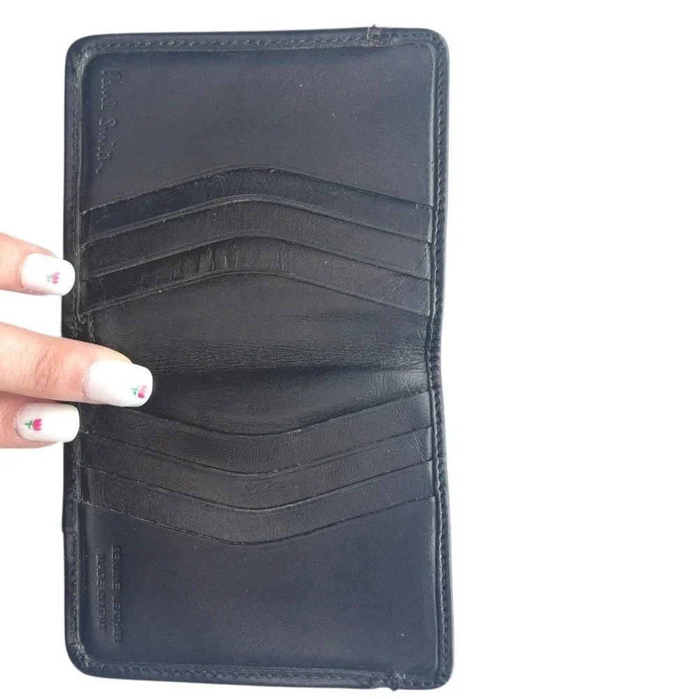 Paul Smith Zebra Print Calf Hair Leather Bifold Wallet Black White Made in Italy
